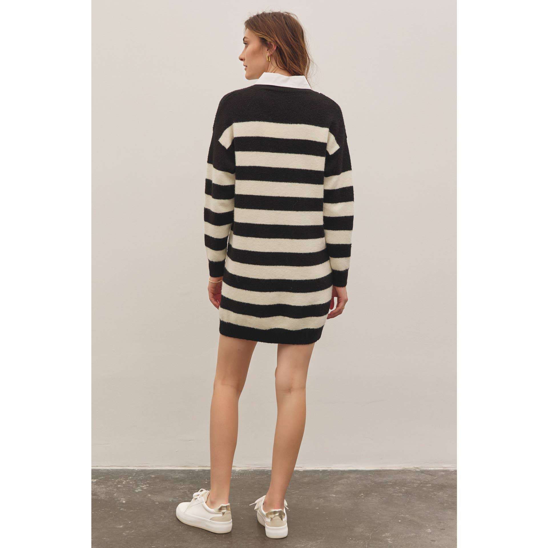 In February Mixed Media Soft Sweater Dress - Jennie Dots