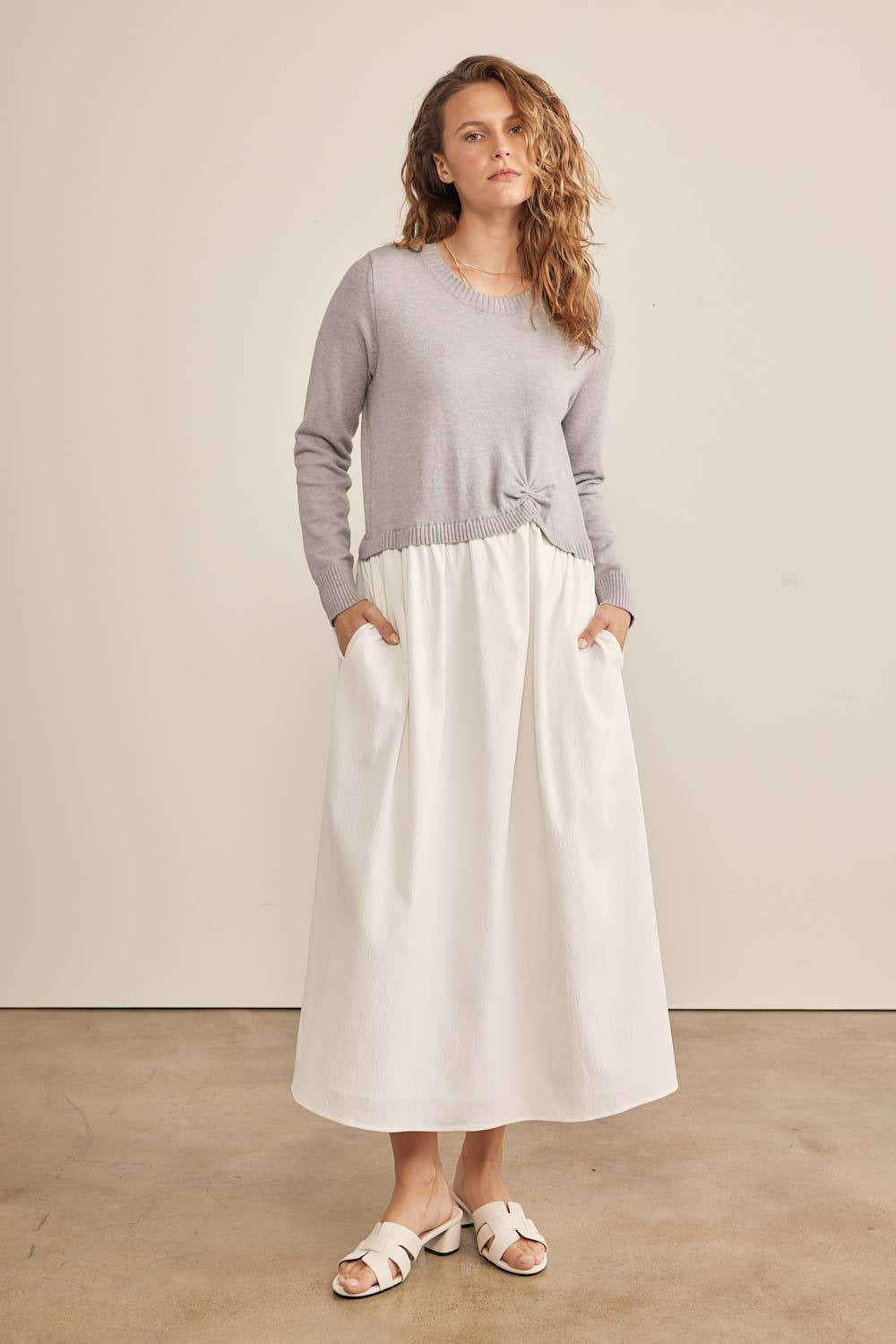 In February Mixed Media Sweater MIDI twofer style Dress In February Mixed Media Sweater MIDI twofer style Dress