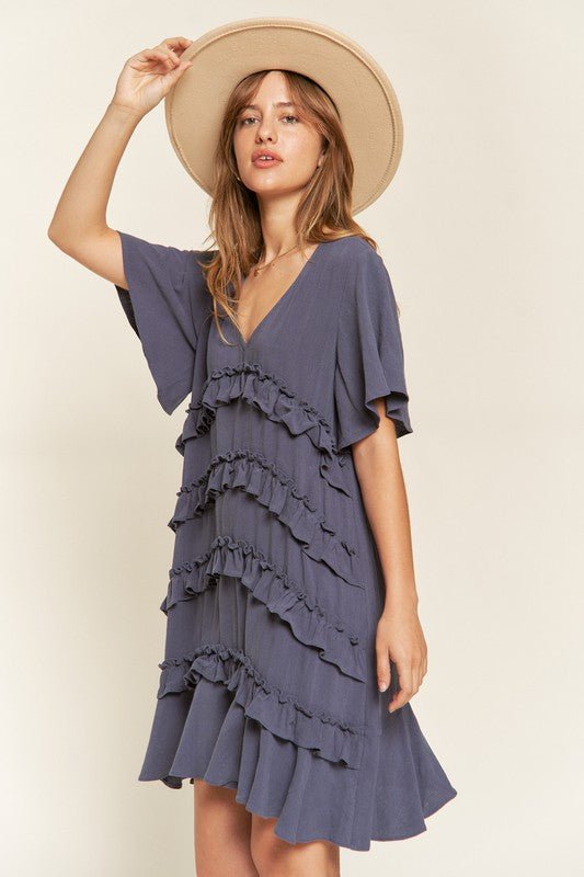 Jade by Jane TIERED RUFFLE MINI DRESS - Jennie Dots