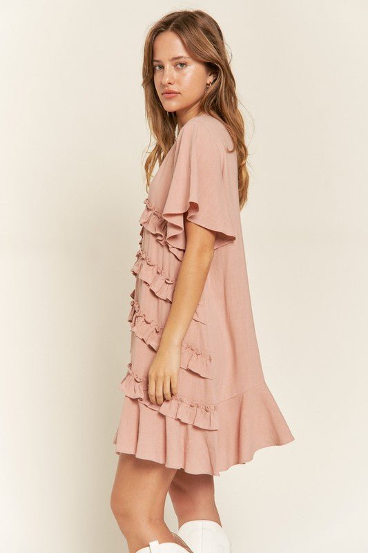 Jade by Jane TIERED RUFFLE MINI DRESS - Jennie Dots