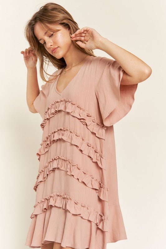 Jade by Jane TIERED RUFFLE MINI DRESS - Jennie Dots