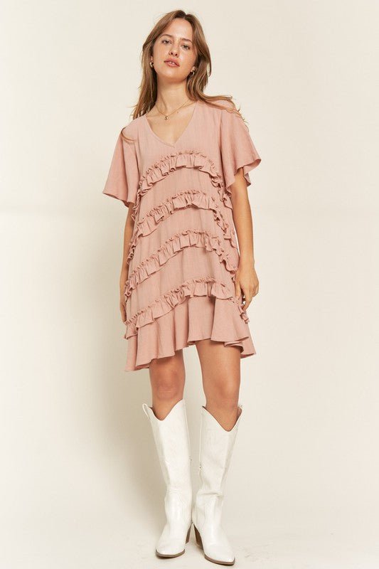 Jade by Jane TIERED RUFFLE MINI DRESS - Jennie Dots