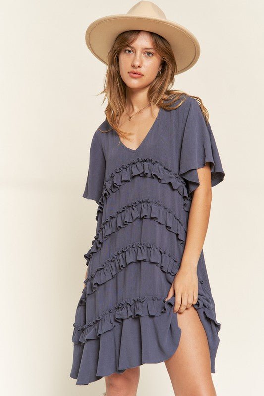 Jade by Jane TIERED RUFFLE MINI DRESS - Jennie Dots