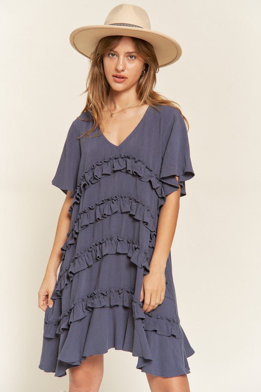 Jade by Jane TIERED RUFFLE MINI DRESS - Jennie Dots