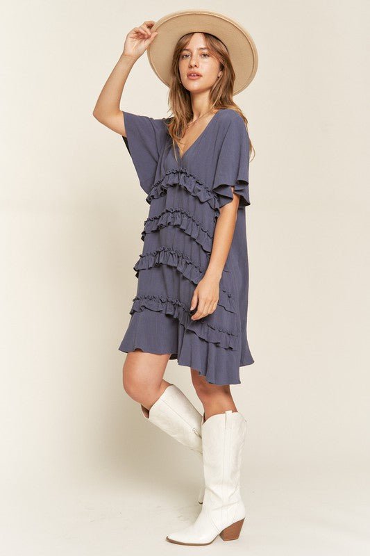 Jade by Jane TIERED RUFFLE MINI DRESS - Jennie Dots