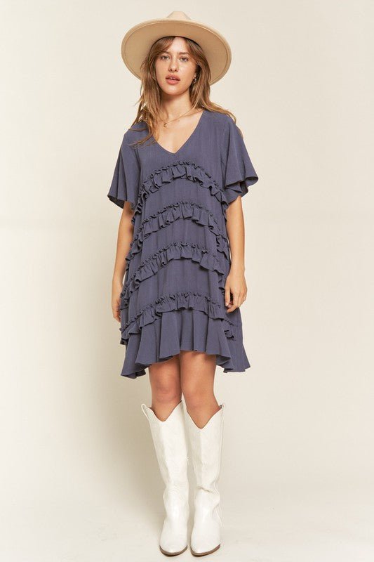 Jade by Jane TIERED RUFFLE MINI DRESS - Jennie Dots