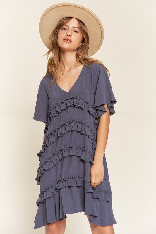 Jade by Jane TIERED RUFFLE MINI DRESS - Jennie Dots