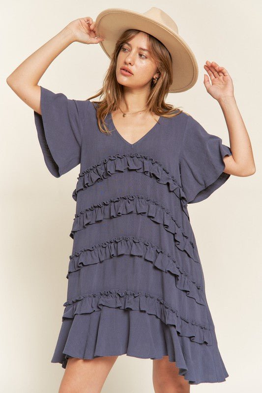 Jade by Jane TIERED RUFFLE MINI DRESS - Jennie Dots