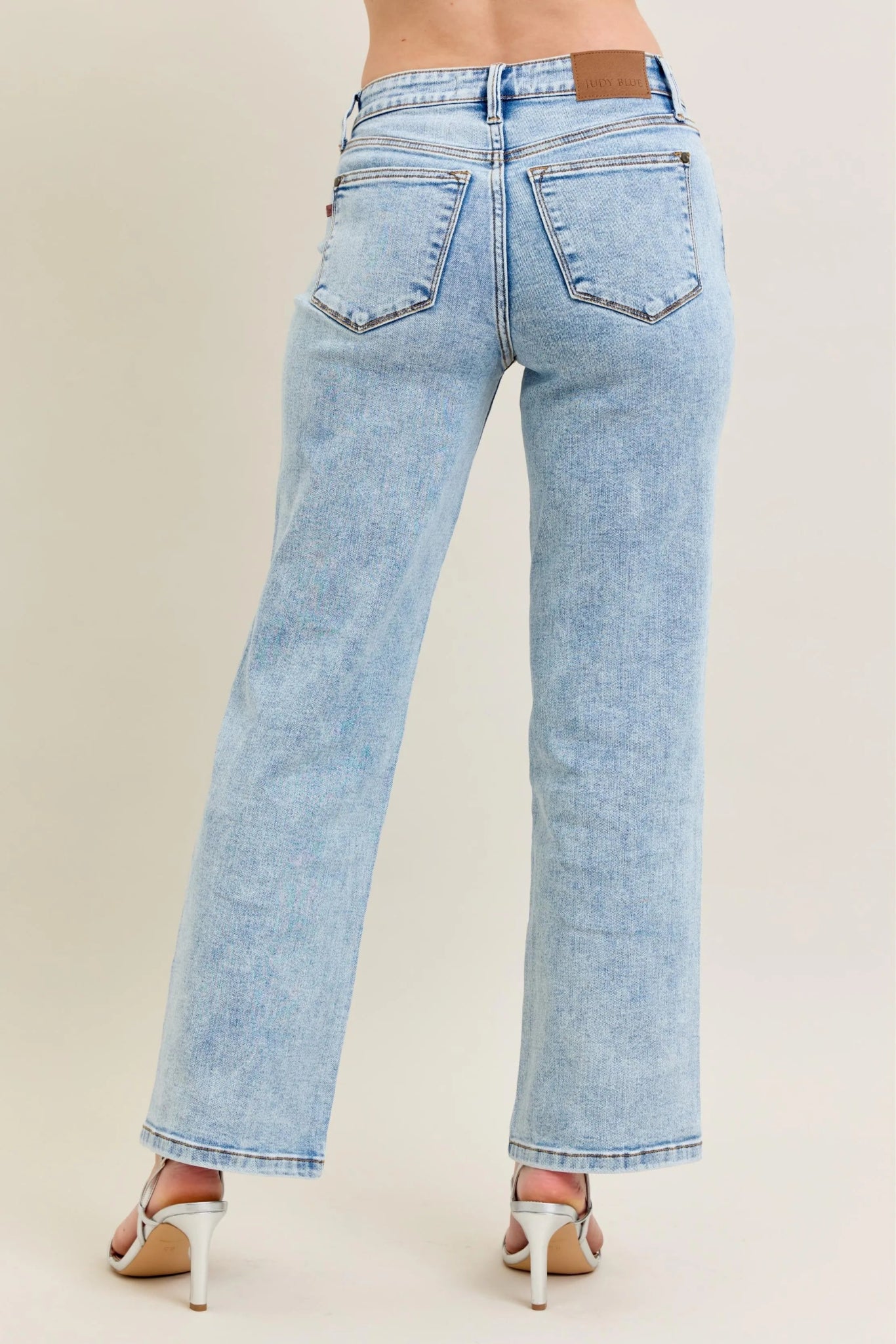 Judy Blue High Waist Stone Wash Straight Jeans - Jennie Dots
