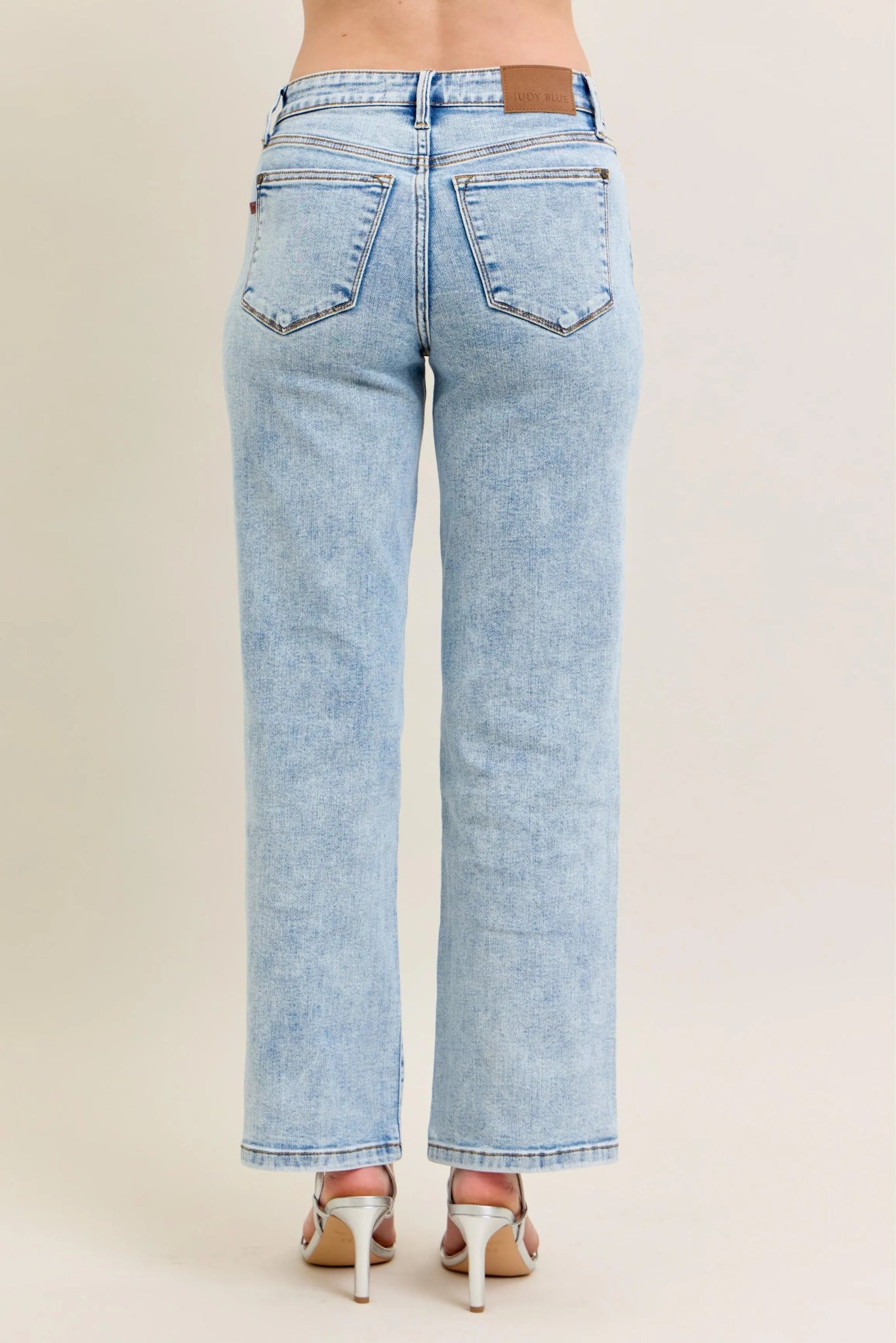 Judy Blue High Waist Stone Wash Straight Jeans - Jennie Dots