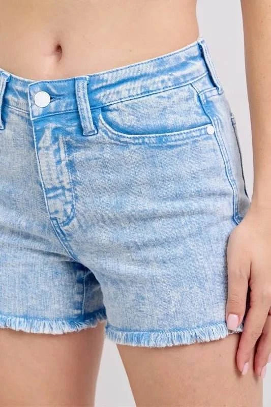 Judy Blue Mid Rise Garment Dyed Denim Shorts - Jennie Dots