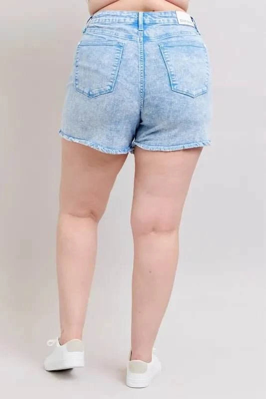 Judy Blue Mid Rise Garment Dyed Denim Shorts - Jennie Dots