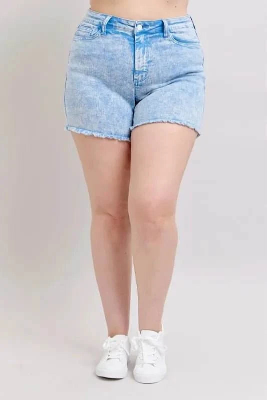 Judy Blue Mid Rise Garment Dyed Denim Shorts - Jennie Dots