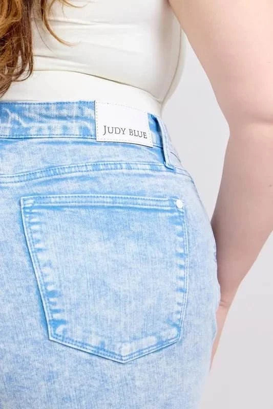 Judy Blue Mid Rise Garment Dyed Denim Shorts - Jennie Dots