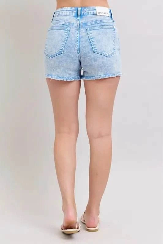 Judy Blue Mid Rise Garment Dyed Denim Shorts - Jennie Dots