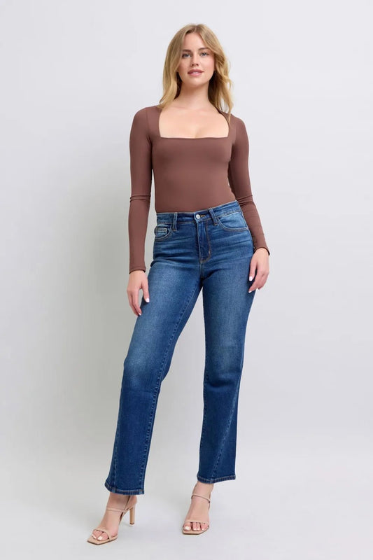 Judy Blue Side Seam Detail Straight Jeans with Pockets - Jennie Dots