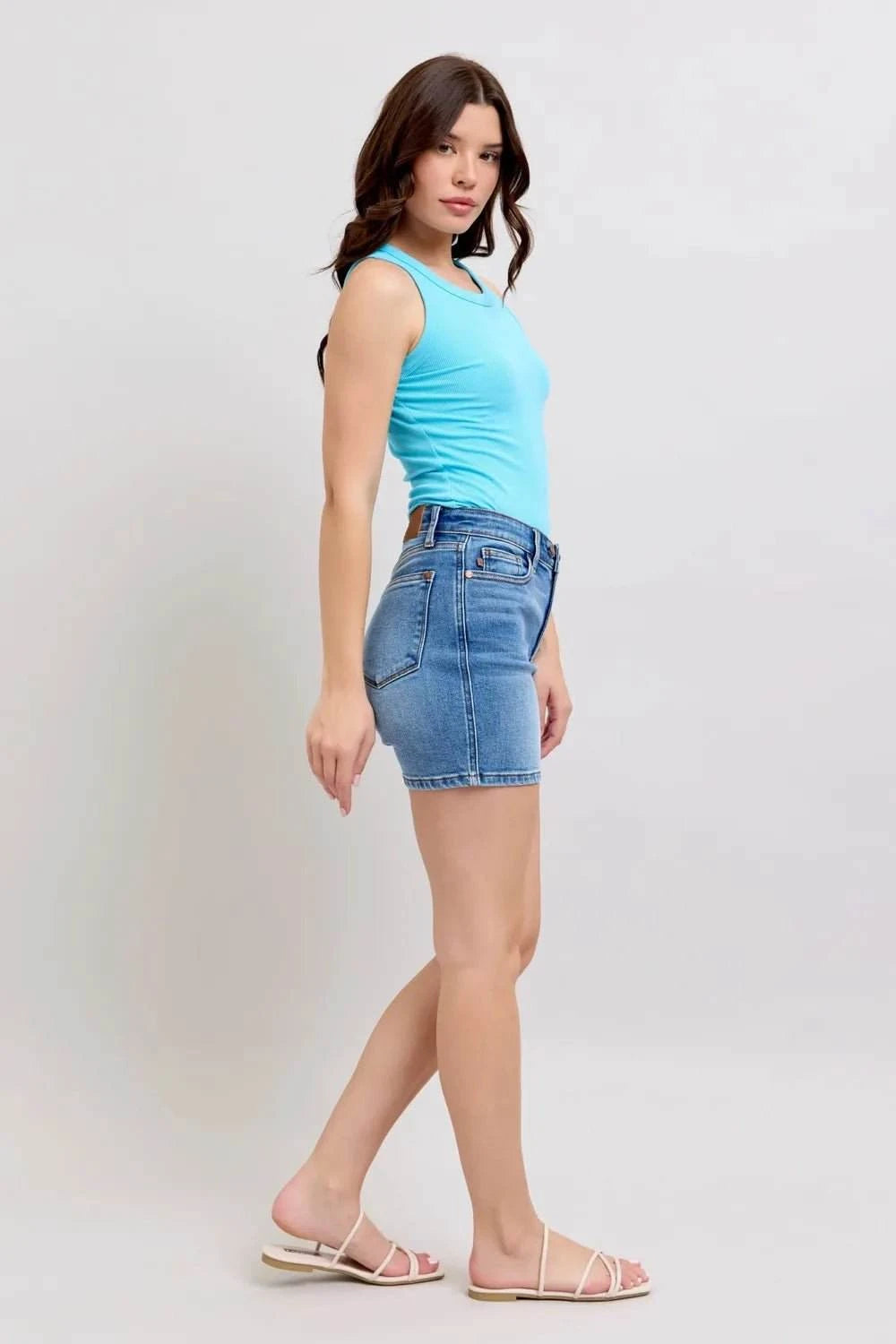 Judy Blue Size 2 Button Denim Shorts with Pockets - Jennie Dots
