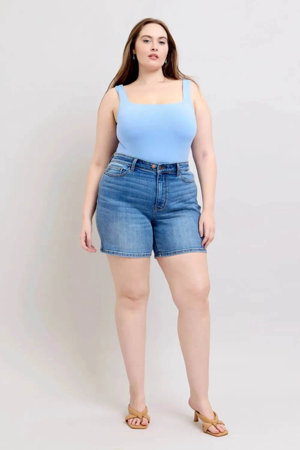 Judy Blue Size 2 Button Denim Shorts with Pockets - Jennie Dots