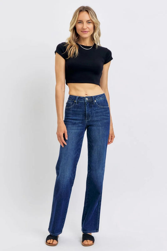 Judy Blue Tummy Control Straight Jeans - Jennie Dots