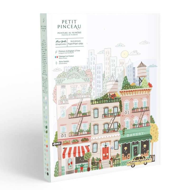 La Petite Épicerie Paint by Number Kit - New York cityscape illustration.
