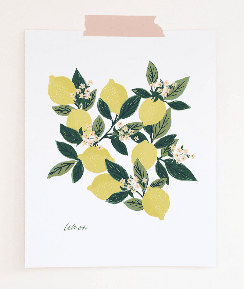 Lemon Tree Print on eggshell card stock with floral details.