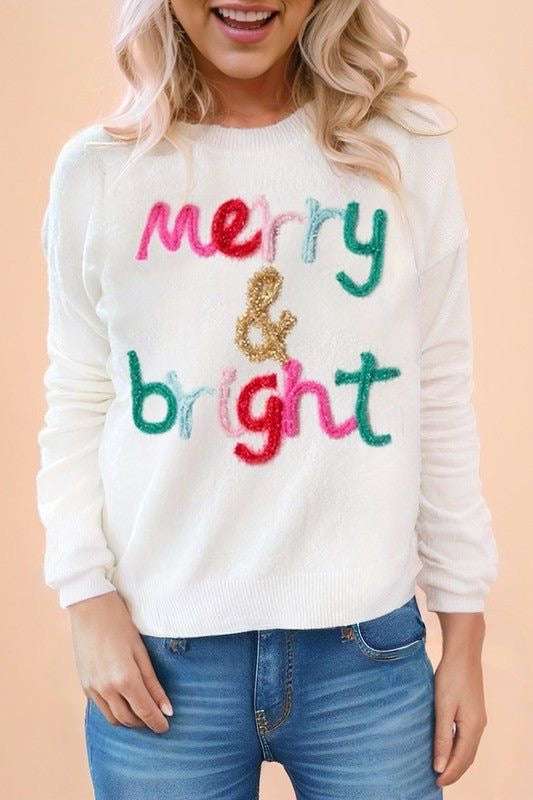 Merry & Bright Round Neck Casual Sweater - Jennie Dots