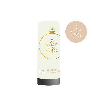 Miss to Mrs Confetti Popper with gold foil accents and biodegradable white/cream pink confetti.