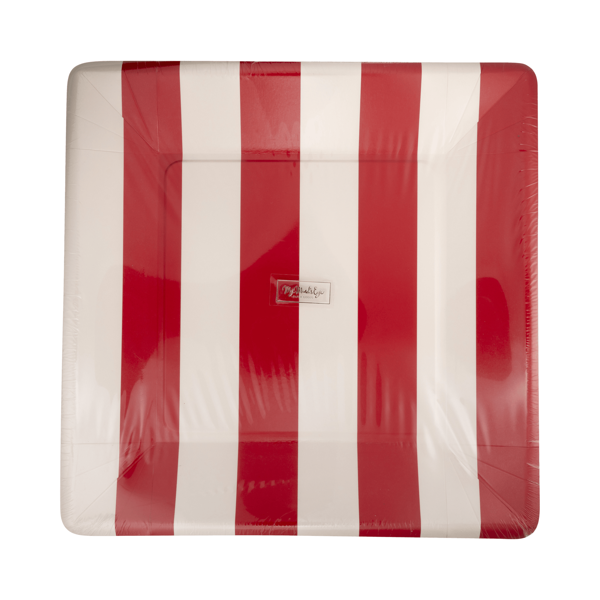 My Mind’s Eye - BOW1140 - Red and Pink Striped 11" Plate - Jennie Dots