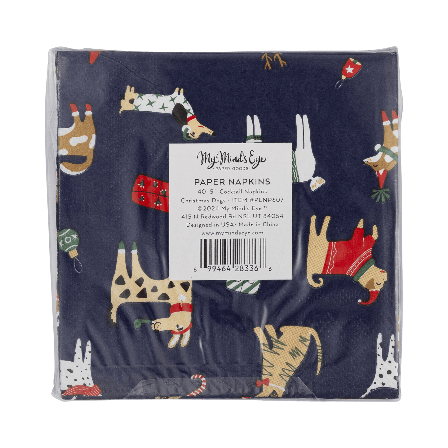 My Mind’s Eye - PLNP607 - Christmas Dogs Cocktail Napkin - Jennie Dots