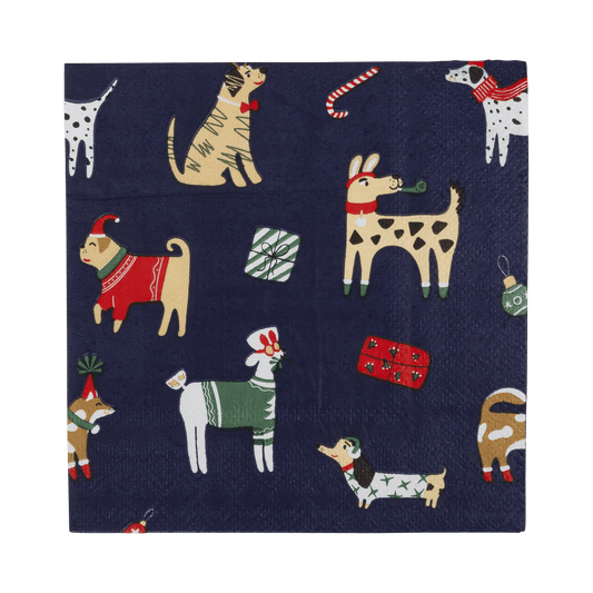 My Mind’s Eye - PLNP607 - Christmas Dogs Cocktail Napkin - Jennie Dots