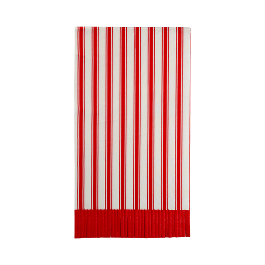 My Mind’s Eye - PLNP617 - Striped Fringe Guest Towel Dinner Napkin - Jennie Dots