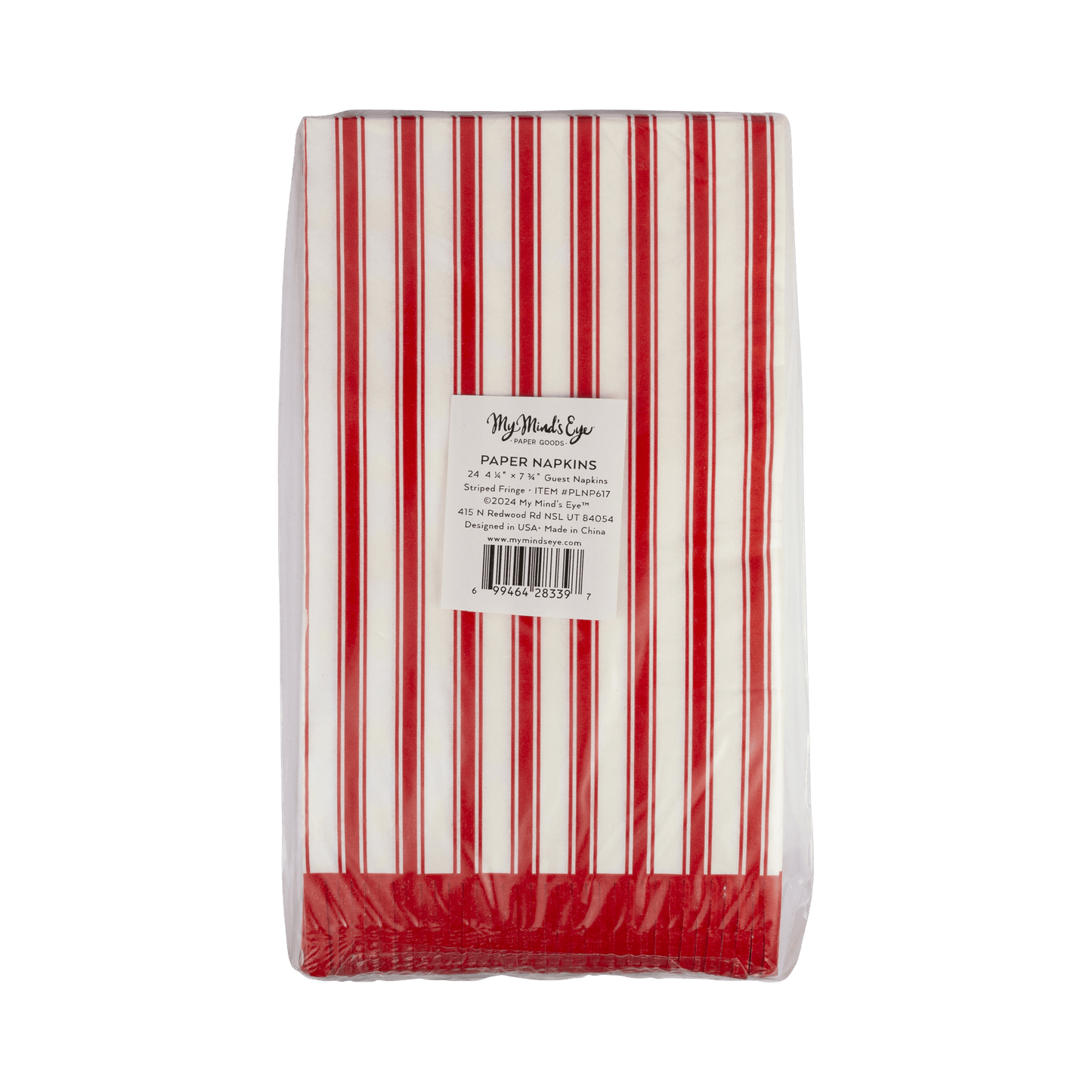 My Mind’s Eye - PLNP617 - Striped Fringe Guest Towel Dinner Napkin - Jennie Dots