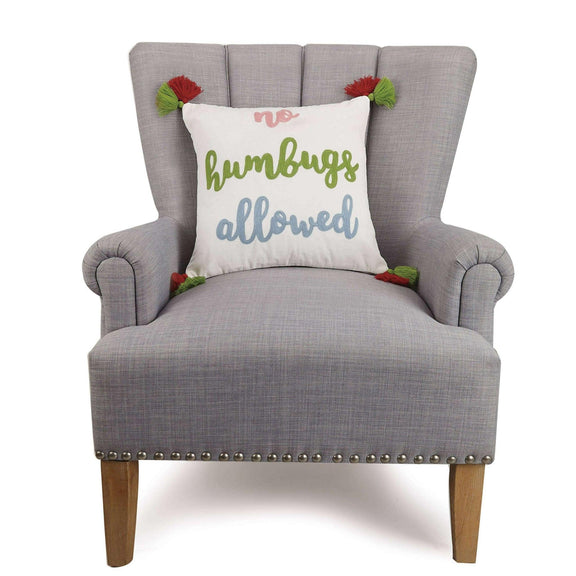 No Humbugs Allowed Crewel Tassel Pillow - Christmas - Jennie Dots