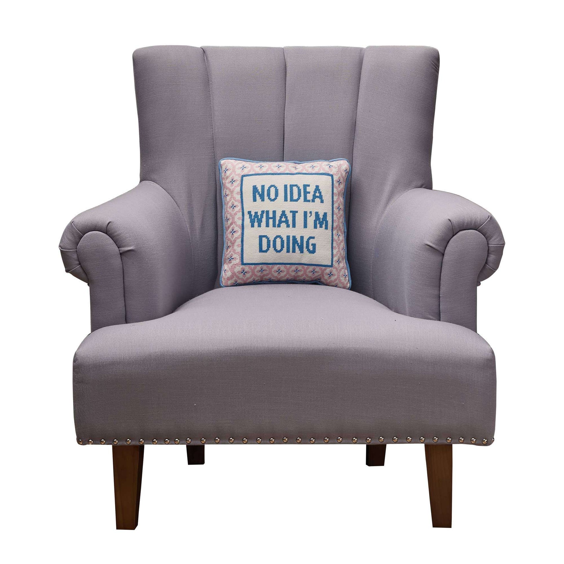 “No Idea What I'm Doing”Embroidered Needlepoint Pillow - Jennie Dots