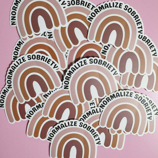 Normalize Sobriety Sticker, vinyl die-cut, matte finish, waterproof, 3-inch, recovery gift.