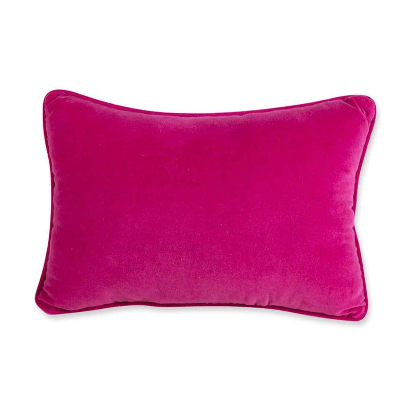 Hot pink velvet needlepoint pillow with "Not My Circus" saying, measuring 10"x14".