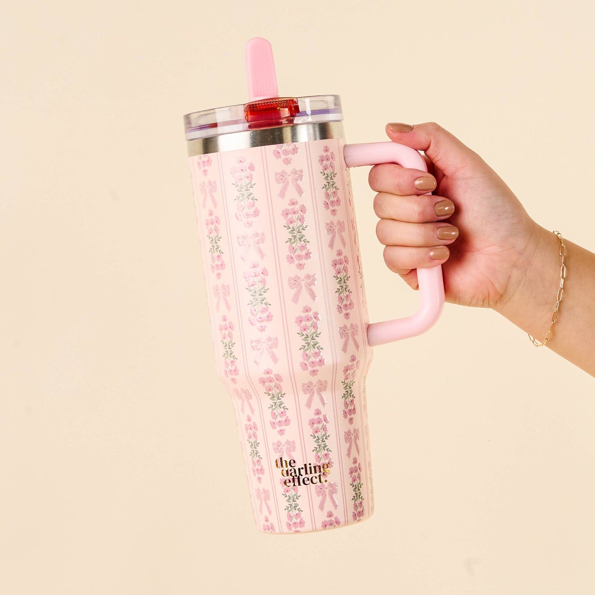 Oh So Fancy Pink - 40 oz Lifestyle Flip Straw Tumbler - Jennie Dots