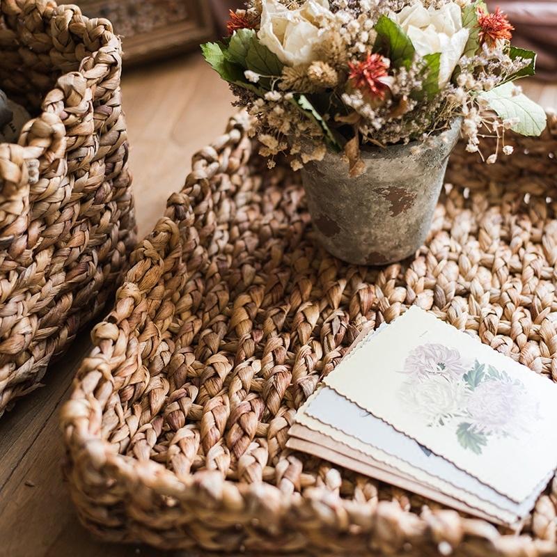 Organic Straw Organizer Storage with Lid