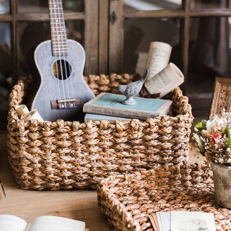 Organic Straw Organizer Storage with Lid