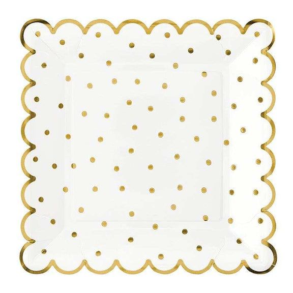 Paper Plates - Gold Polka Dot - Jennie Dots
