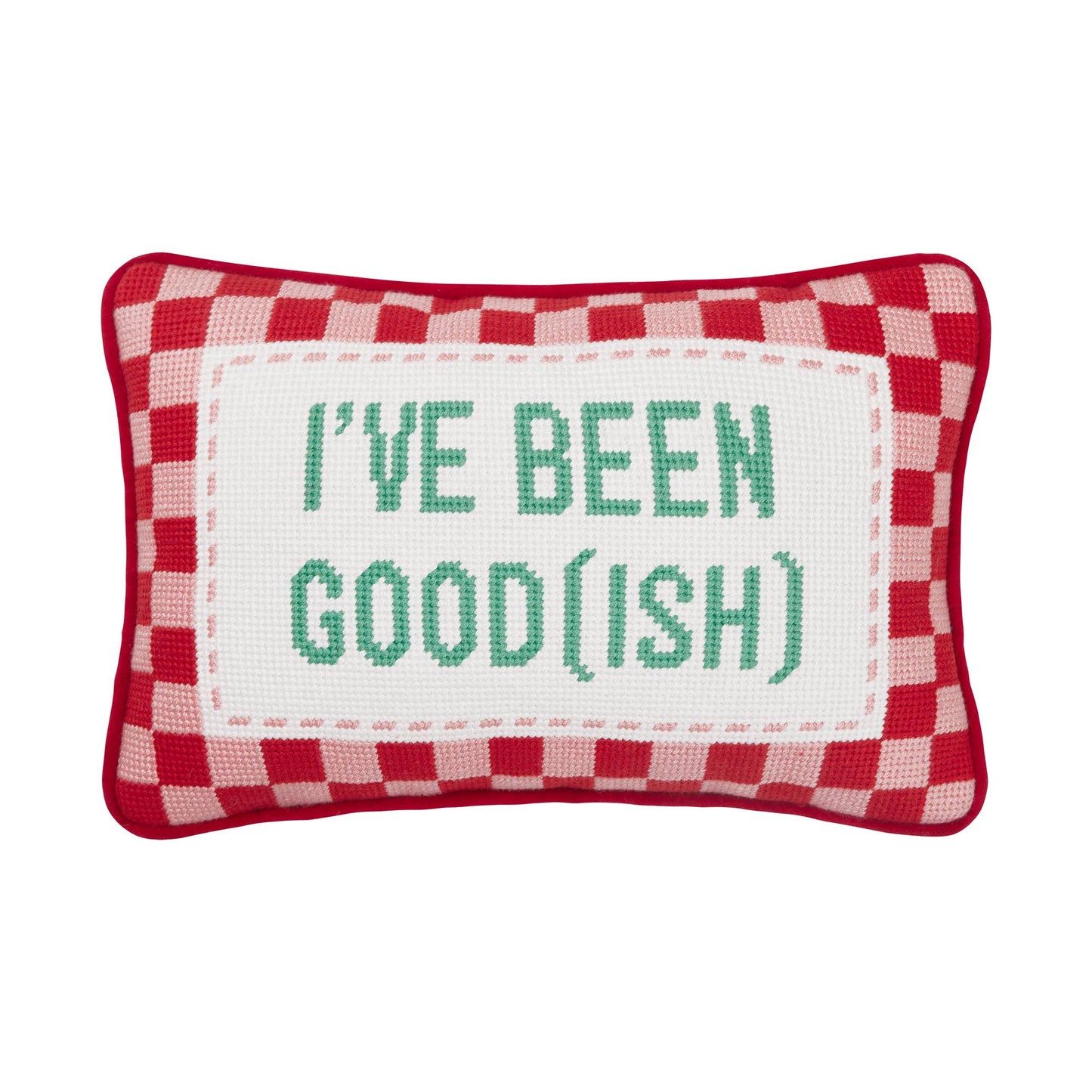 Peking Handicraft - Been Good(Ish) Embroidered Pillow - Jennie Dots