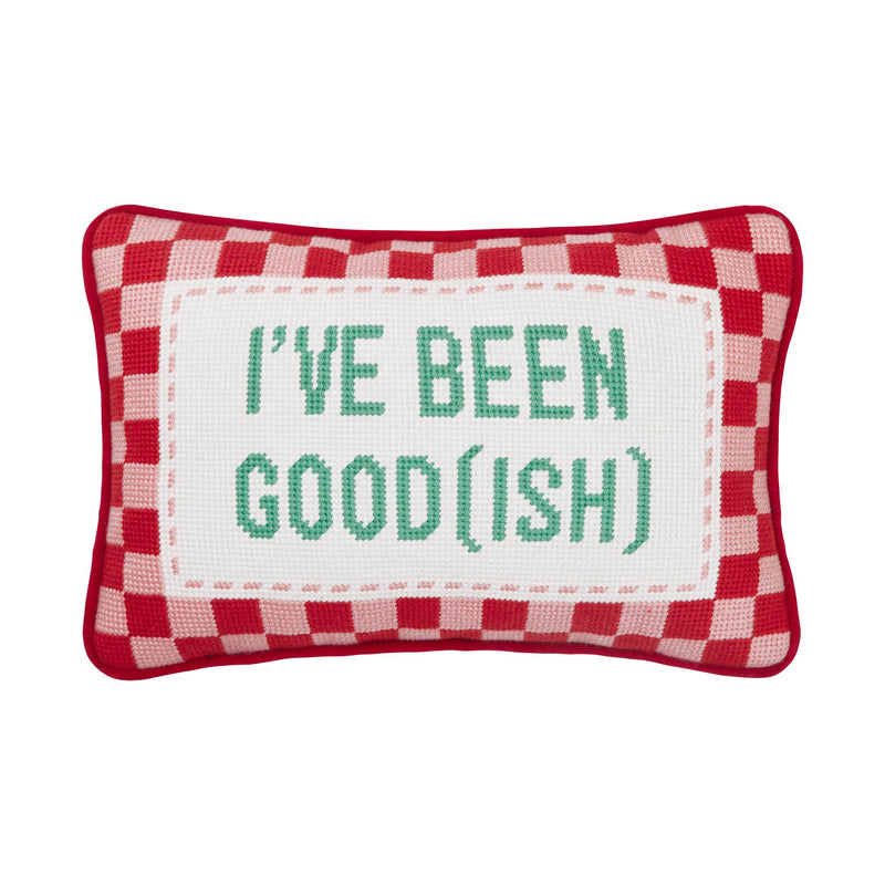 Peking Handicraft - Been Good(Ish) Embroidered Pillow - Jennie Dots