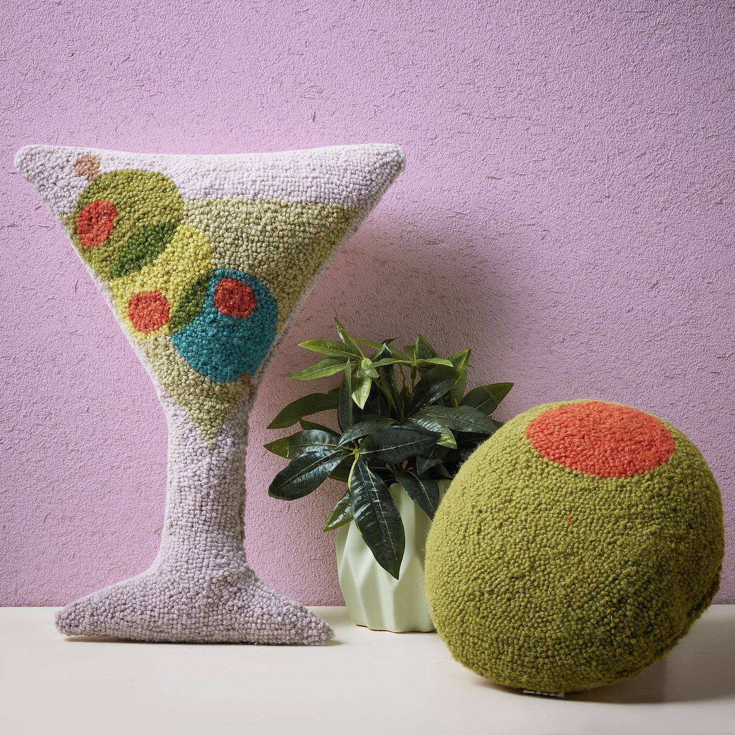 Peking Handicraft - Martini Glass Shaped Hook Pillow - Ampersand - Jennie Dots