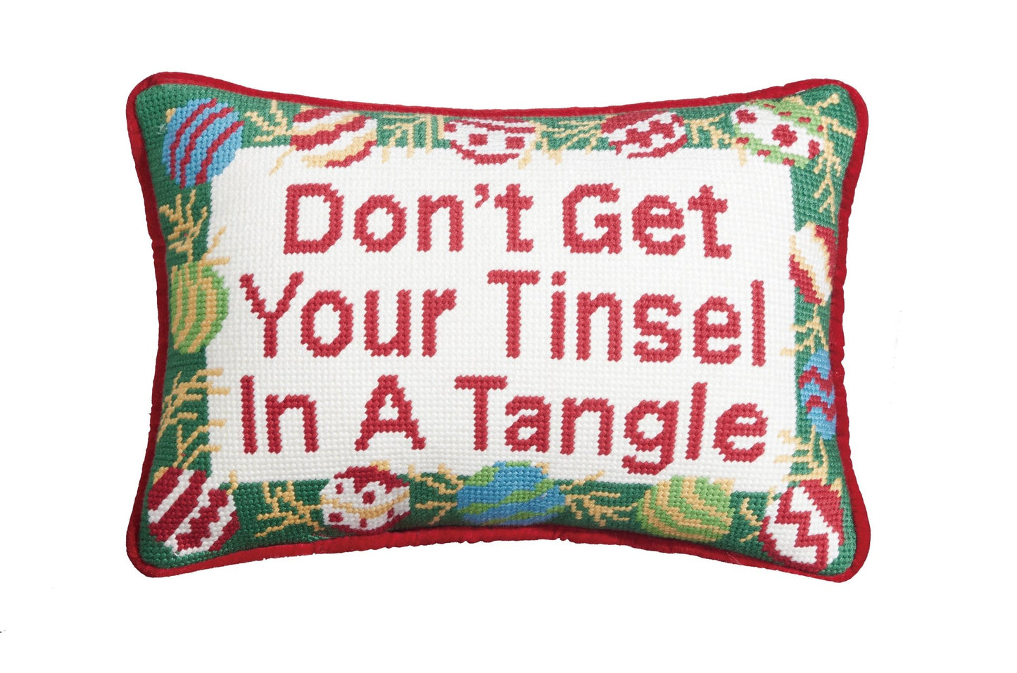 Peking Handicraft - Tinsel Tangle Embroidered Pillow - Jennie Dots
