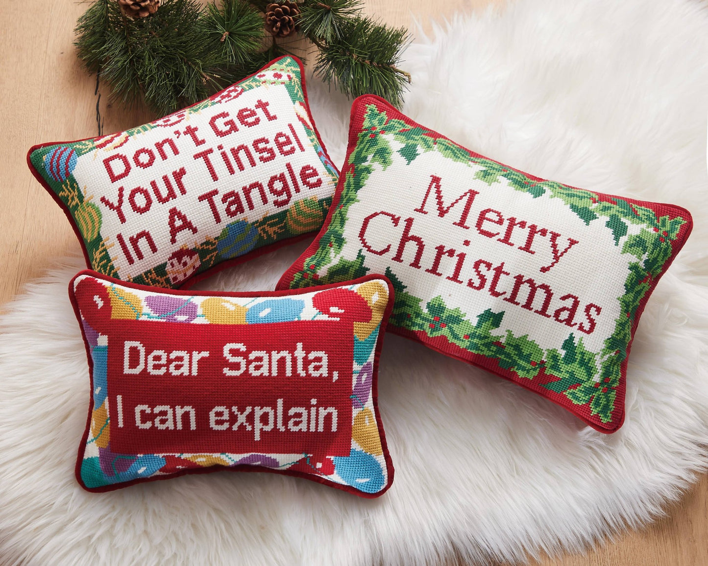 Peking Handicraft - Tinsel Tangle Embroidered Pillow - Jennie Dots