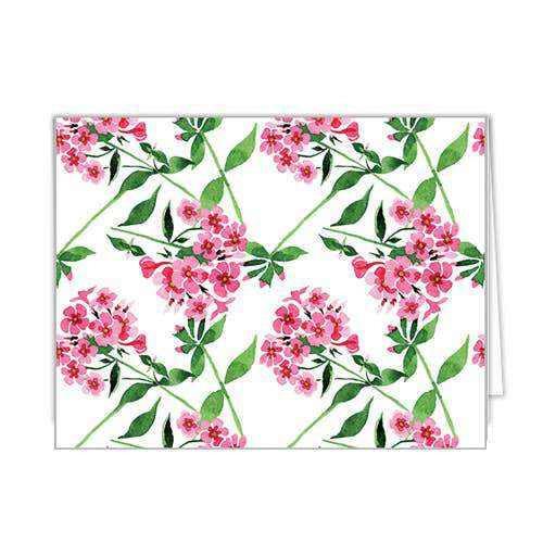 Pink Flowers Folded Notecards on luxe white card stock with floral design.