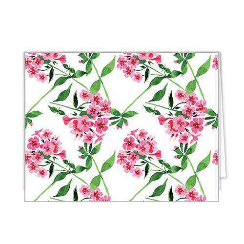 Pink Flowers Folded Notecards on luxe white card stock with floral design.