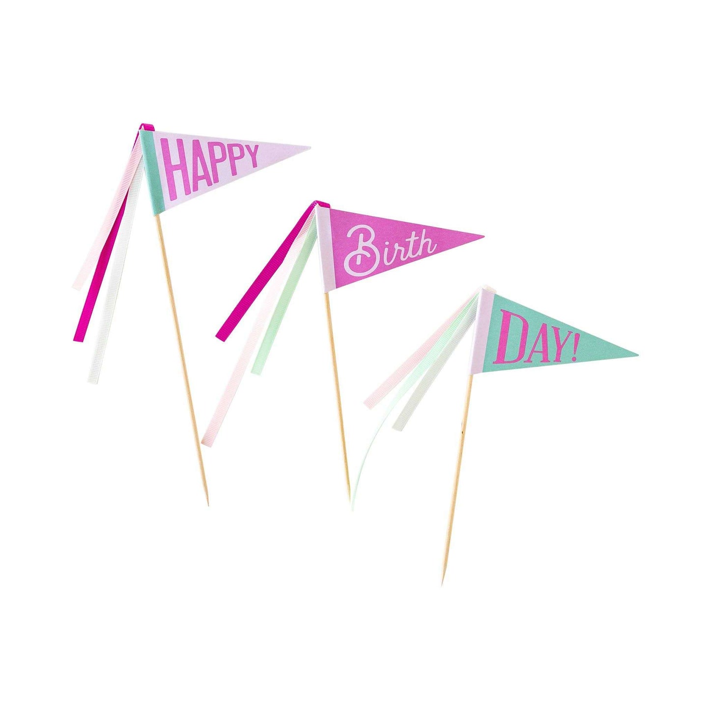 Pink Happy Birthday Cake Topper - Jennie Dots