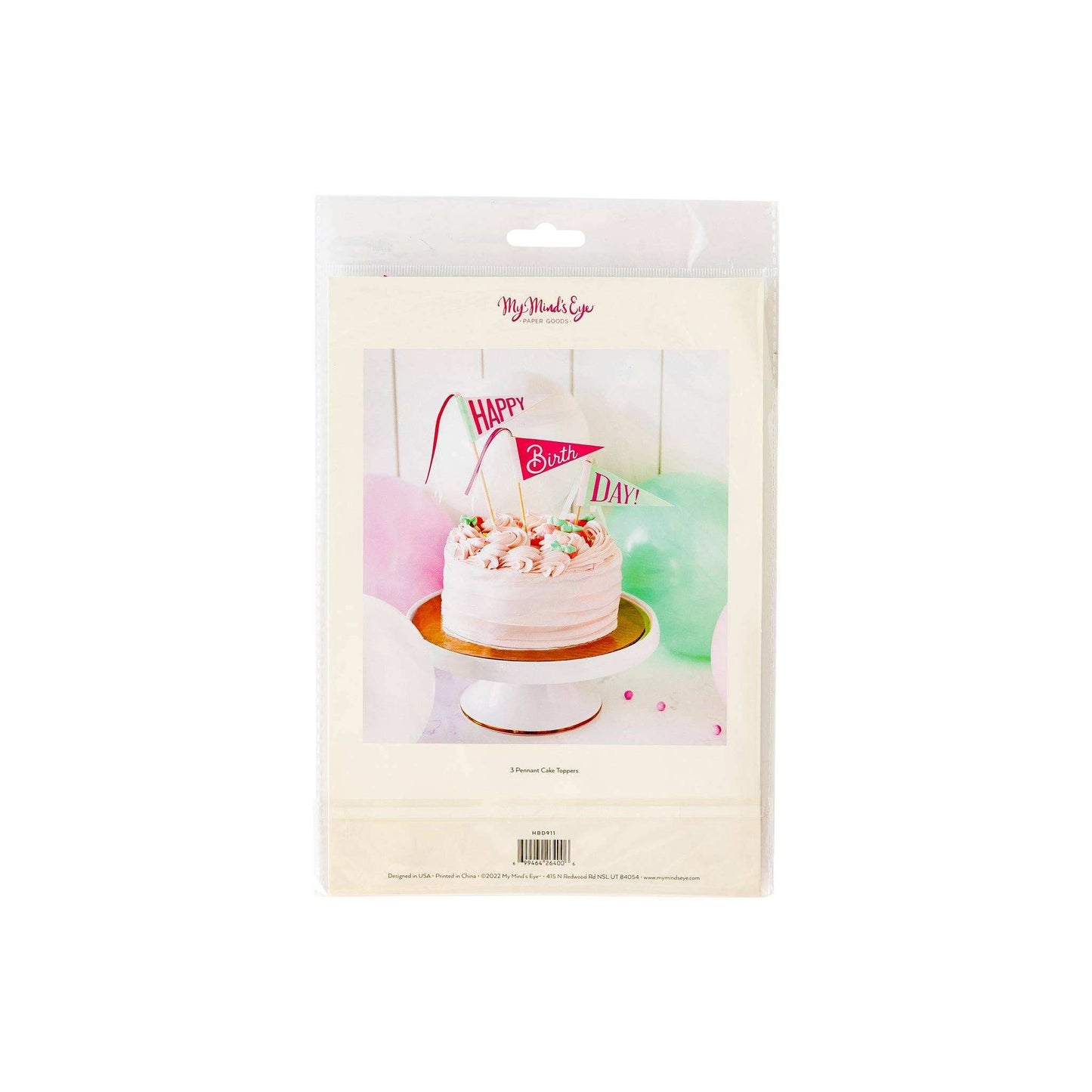 Pink Happy Birthday Cake Topper - Jennie Dots