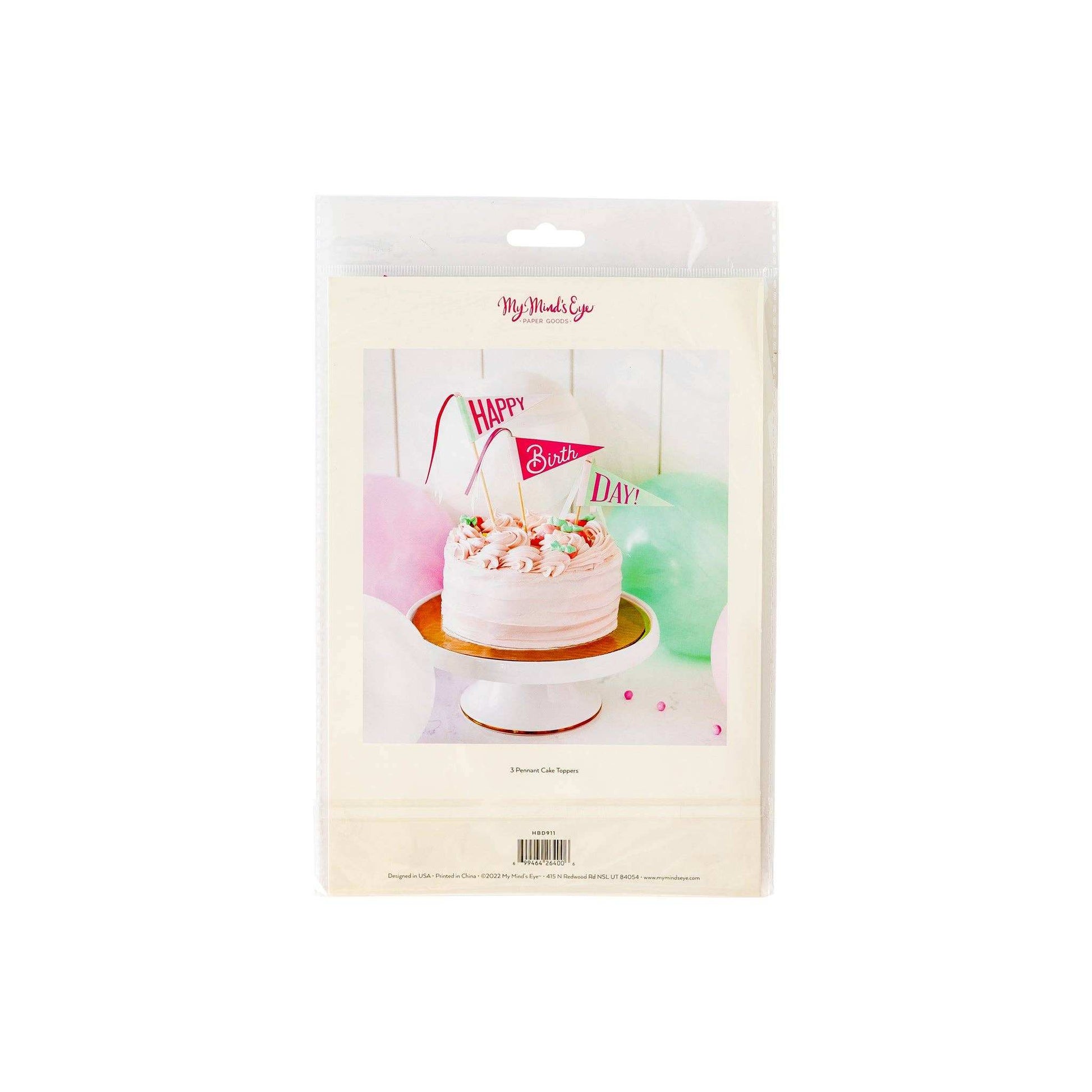 Pink Happy Birthday Cake Topper - Jennie Dots